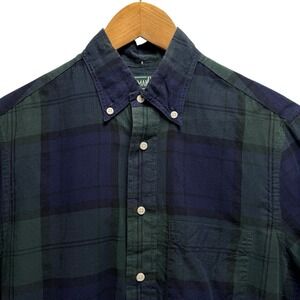 Gitman Bros. Vintage Men's Size Small Blue/Green Plaid Button Down S/S Shirt euc